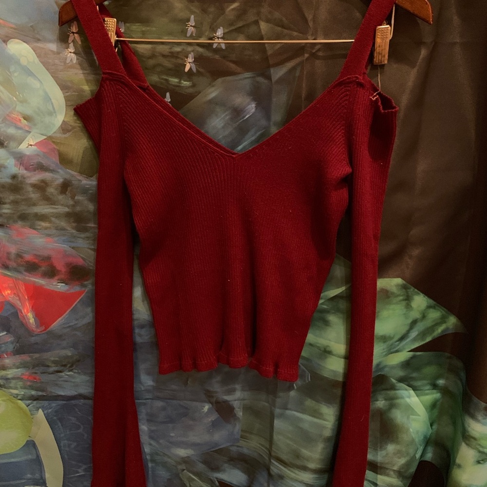 Cold shoulder sweater